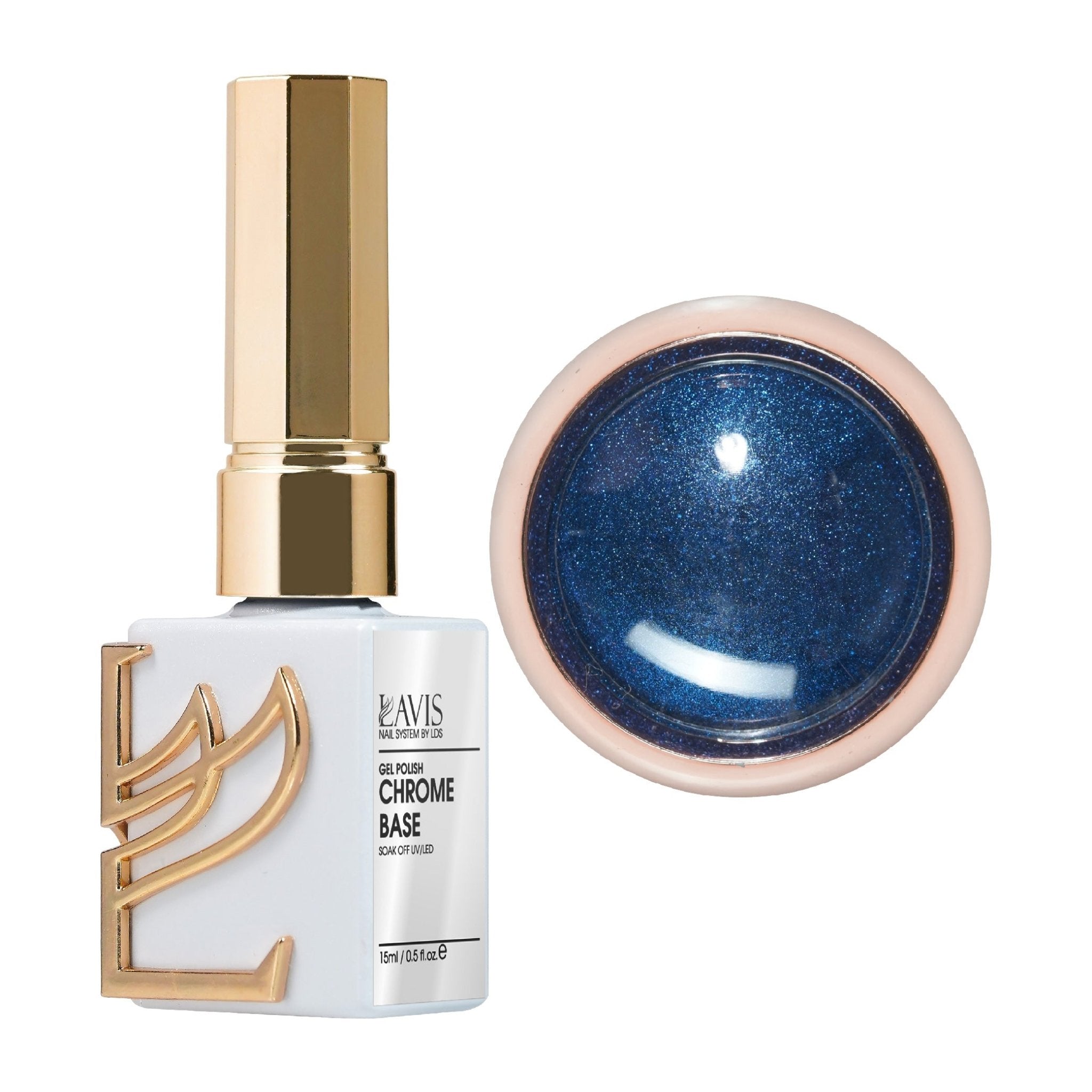 LAVIS Gel Polish Chrome Base - 0.5 oz + Classic Chrome Navy - DTK Nail Supply