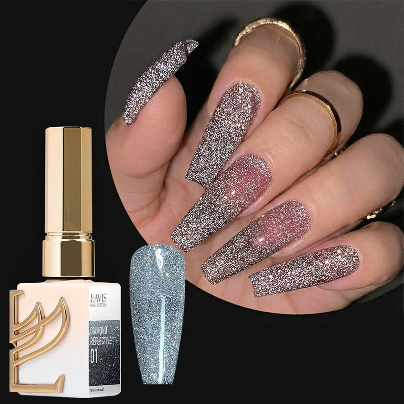 LAVIS Glitter 01 - Gel Polish 0.5 oz - Diamond Reflective Collection - DTK Nail Supply