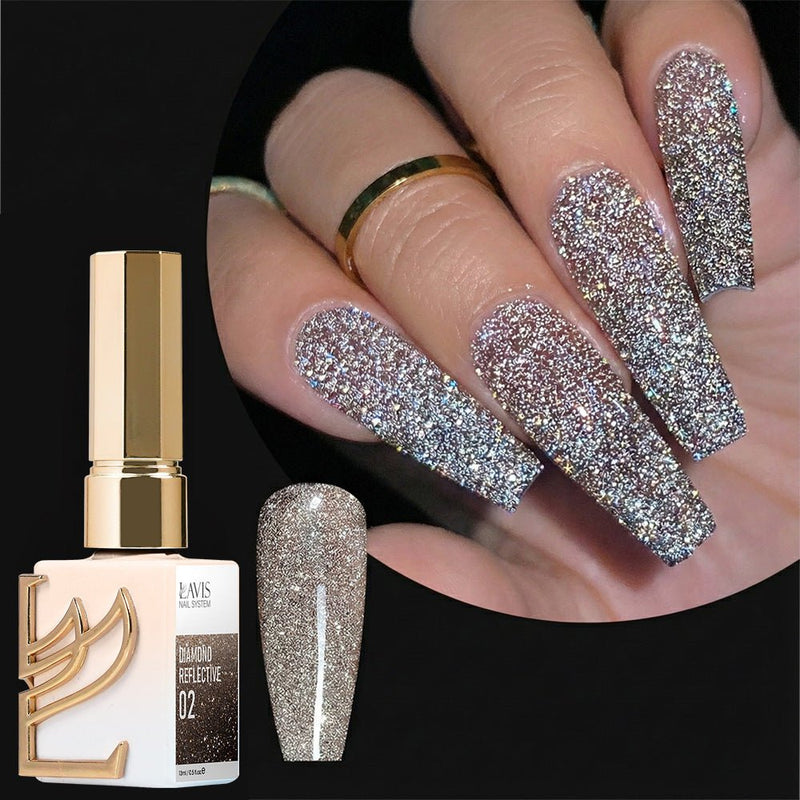 LAVIS Glitter 02 - Gel Polish 0.5 oz - Diamond Reflective Collection - DTK Nail Supply
