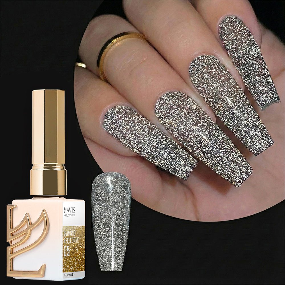 LAVIS Glitter 05 - Gel Polish 0.5 oz - Diamond Reflective Collection - DTK Nail Supply