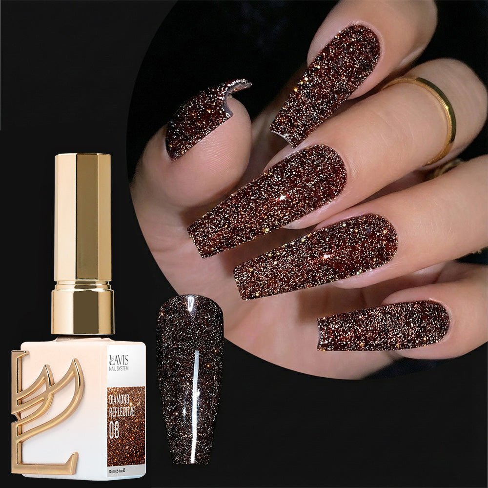 LAVIS Glitter 08 - Gel Polish 0.5 oz - Diamond Reflective Collection - DTK Nail Supply