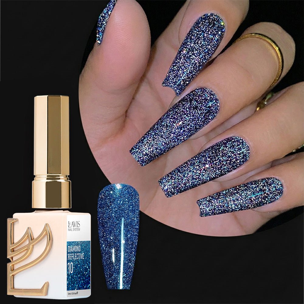 LAVIS Glitter 10 - Gel Polish 0.5 oz - Diamond Reflective Collection - DTK Nail Supply
