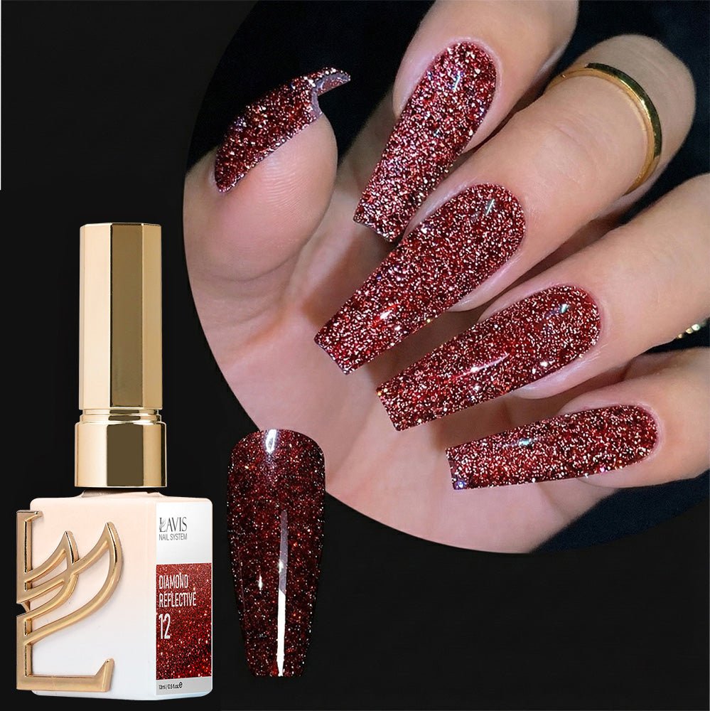 LAVIS Glitter 12 - Gel Polish 0.5 oz - Diamond Reflective Collection - DTK Nail Supply