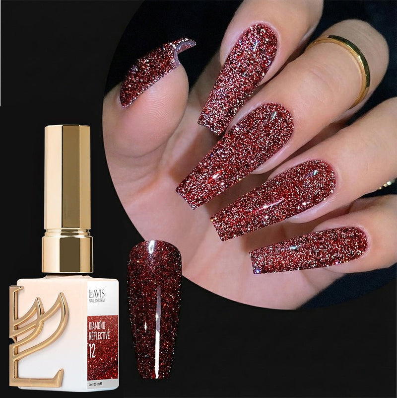 LAVIS Glitter 12 - Gel Polish 0.5 oz - Diamond Reflective Collection - DTK Nail Supply