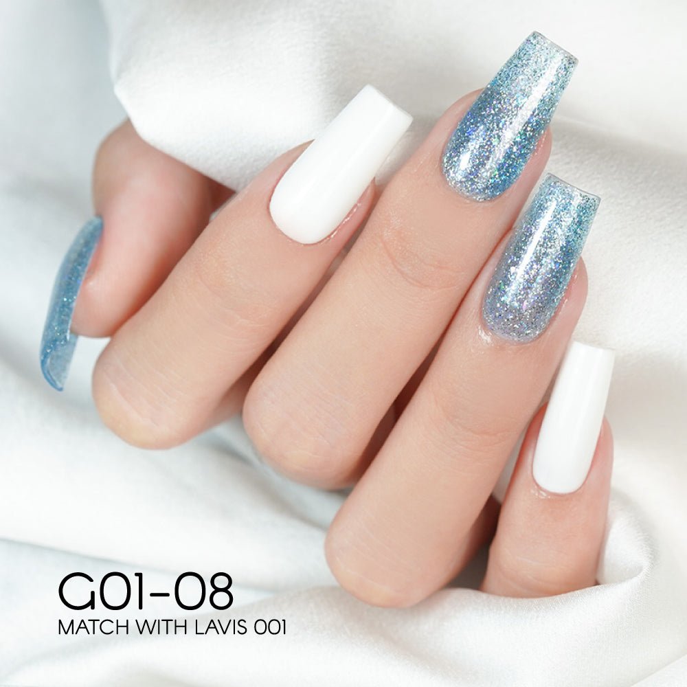 LAVIS Glitter G01 - 08 - Gel Polish 0.5 oz - Galaxy Collection - DTK Nail Supply