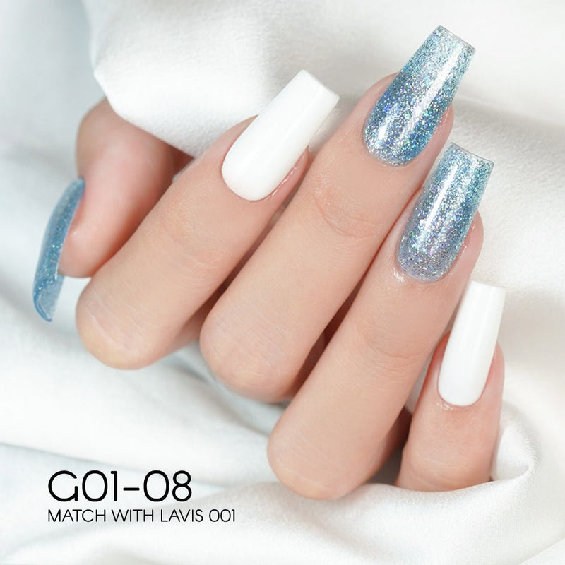 LAVIS Glitter G01 - 08 - Gel Polish 0.5 oz - Galaxy Collection - DTK Nail Supply