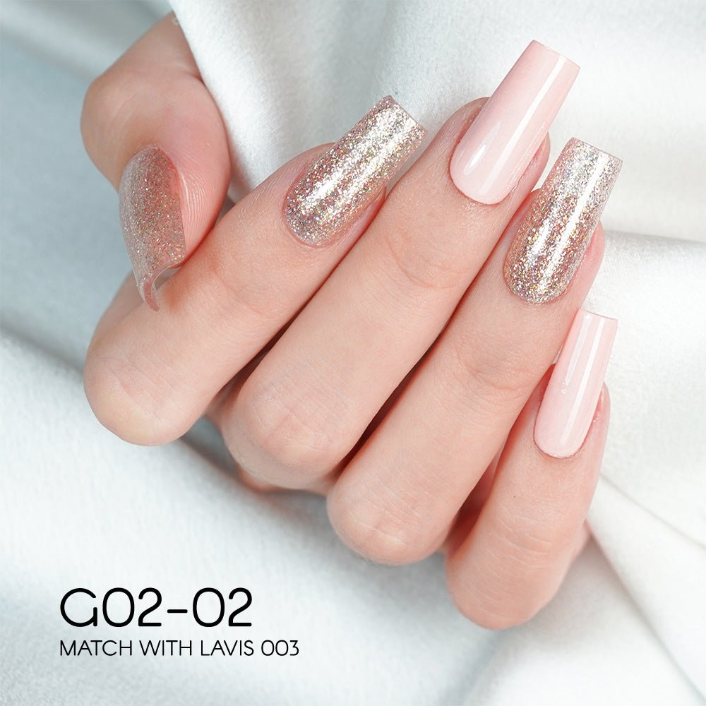 LAVIS Glitter G02 - 02 - Gel Polish 0.5 oz - Pillow Talk Collection - DTK Nail Supply