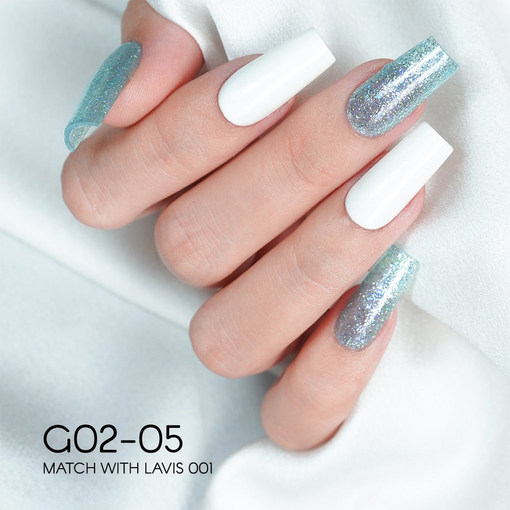 LAVIS Glitter G02 - 05 - Gel Polish 0.5 oz - Pillow Talk Collection - DTK Nail Supply