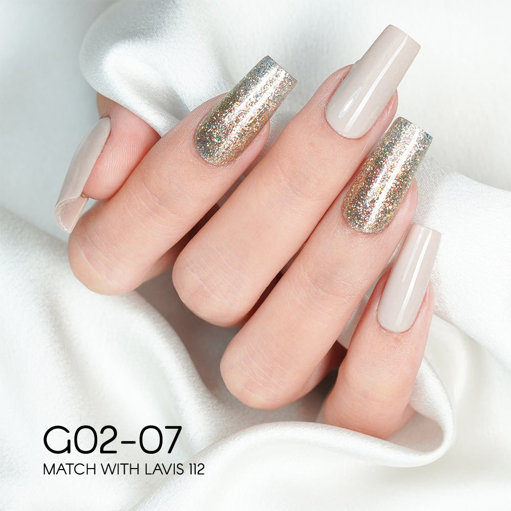 LAVIS Glitter G02 - 07 - Gel Polish 0.5 oz - Pillow Talk Collection - DTK Nail Supply