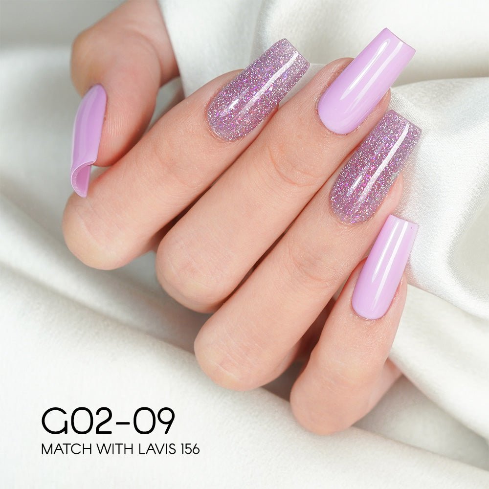 LAVIS Glitter G02 - 09 - Gel Polish 0.5 oz - Pillow Talk Collection - DTK Nail Supply
