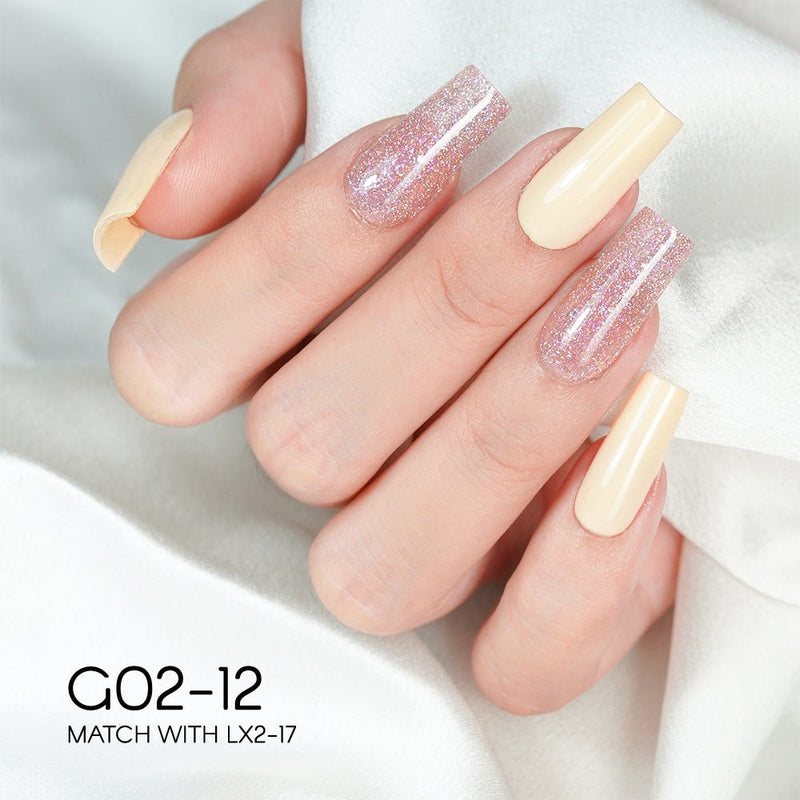LAVIS Glitter G02 - 12 - Gel Polish 0.5 oz - Pillow Talk Collection - DTK Nail Supply