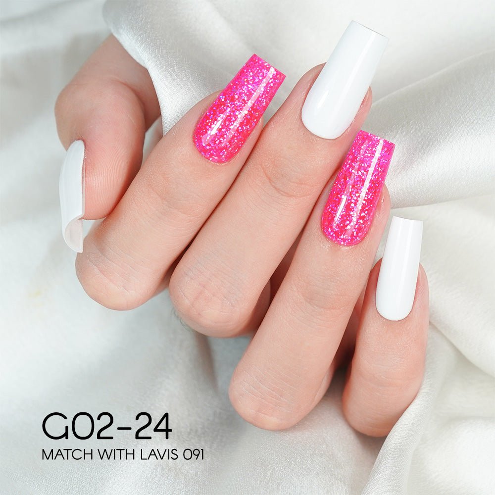 LAVIS Glitter G02 - 24 - Gel Polish 0.5 oz - Pillow Talk Collection - DTK Nail Supply