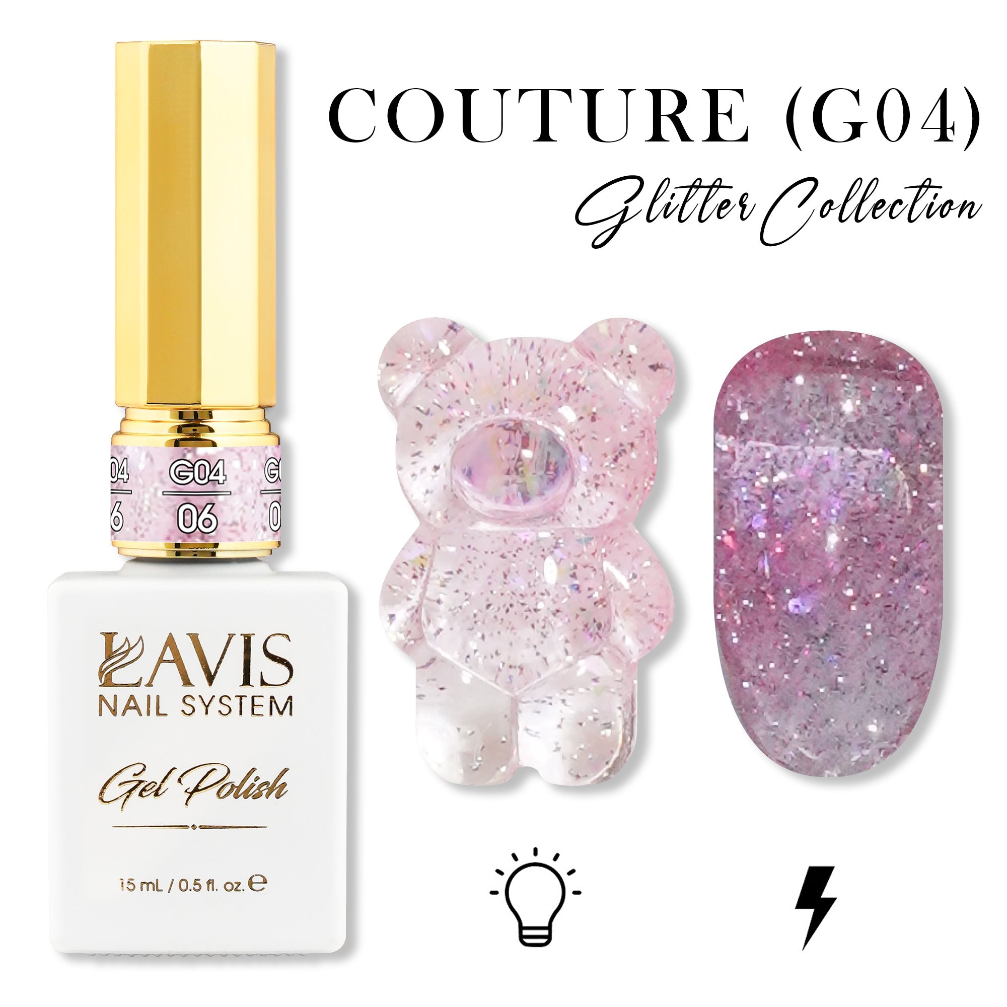 LAVIS Glitter G04 - 06 - Gel Polish 0.5 oz - Couture Collection - DTK Nail Supply