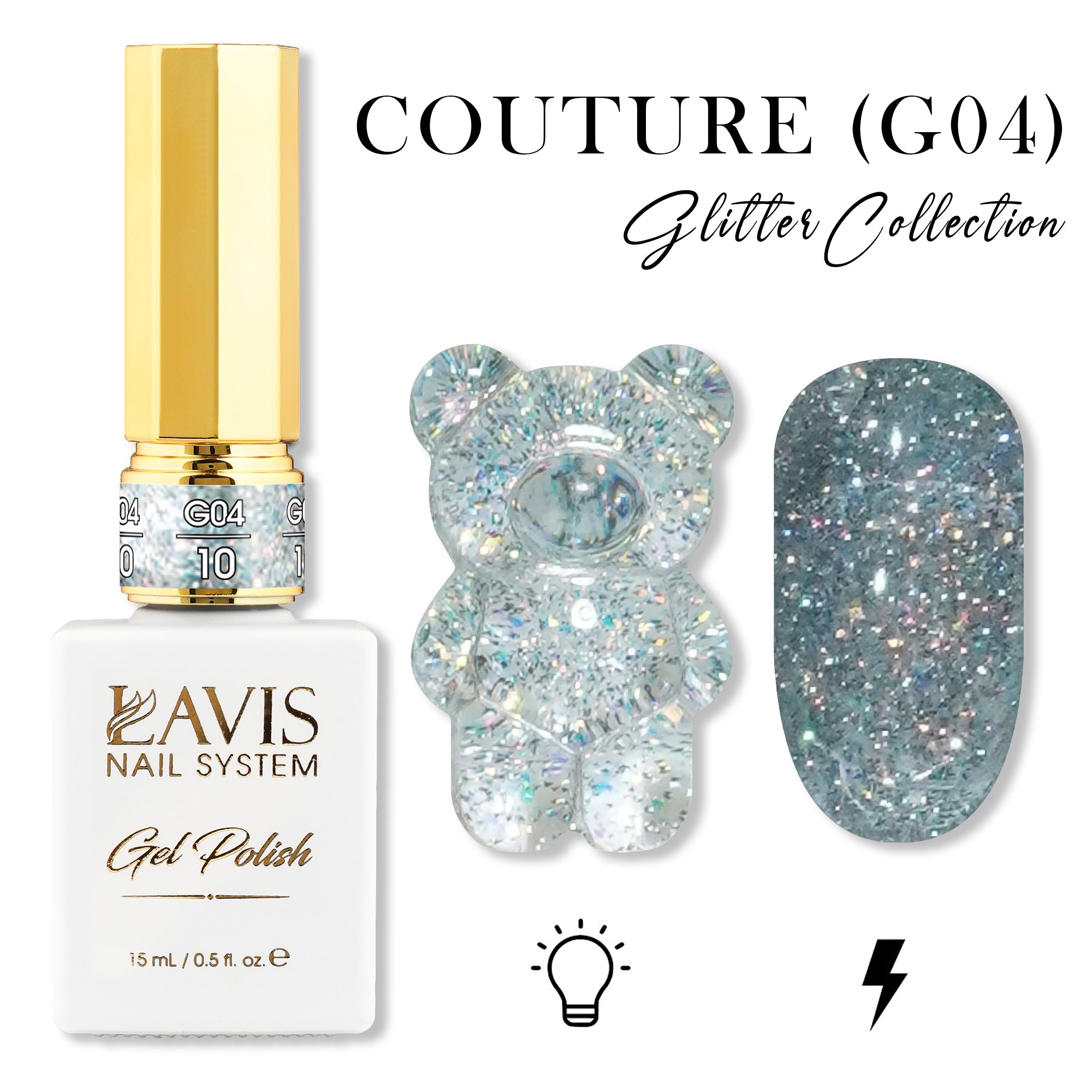 LAVIS Glitter G04 - 10 - Gel Polish 0.5 oz - Couture Collection - DTK Nail Supply