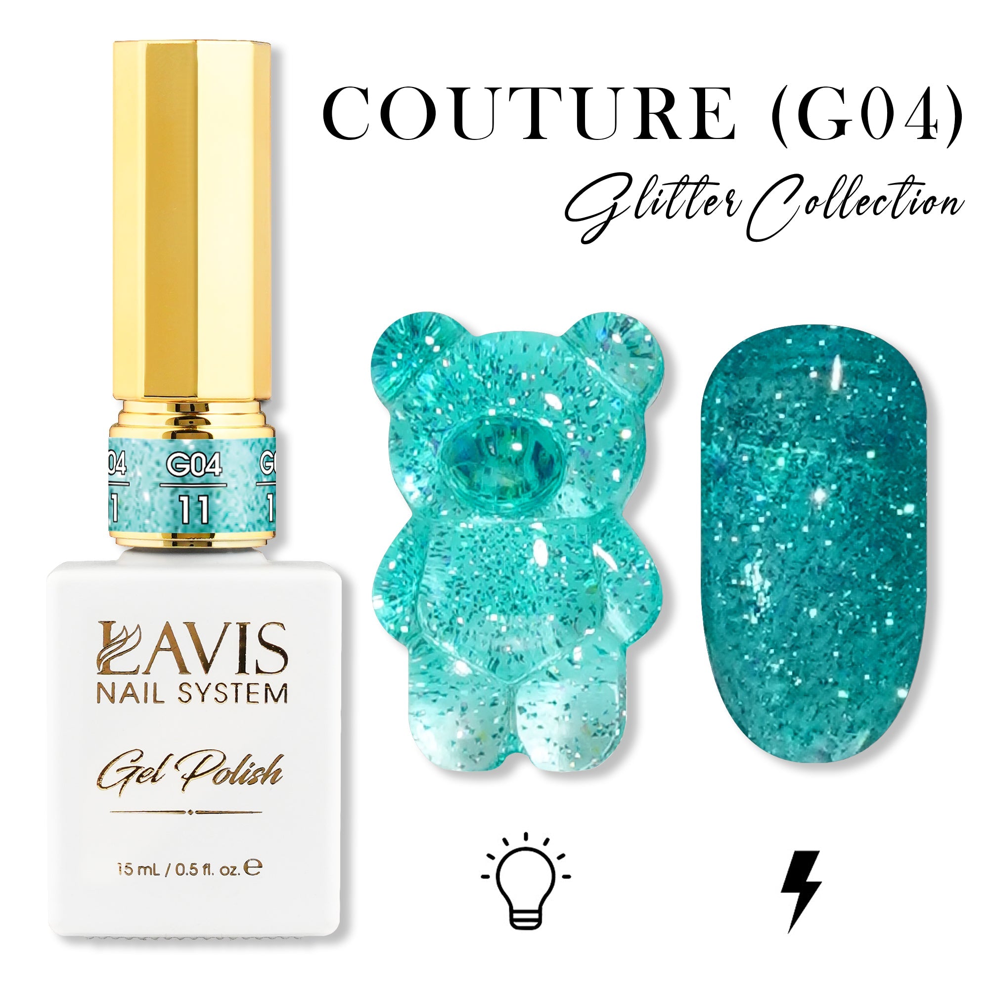 LAVIS Glitter G04 - 11 - Gel Polish 0.5 oz - Couture Collection - DTK Nail Supply