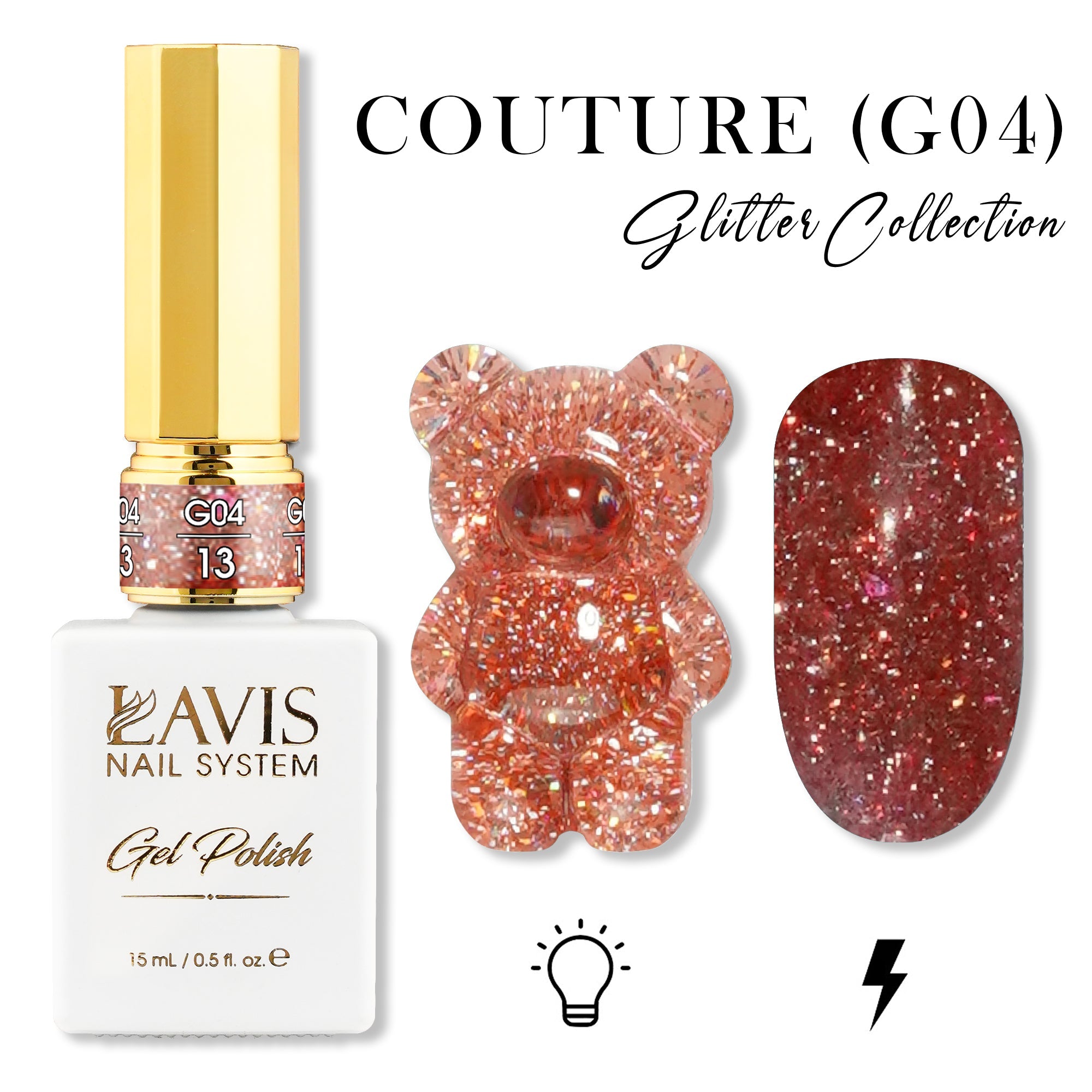 LAVIS Glitter G04 - 13 - Gel Polish 0.5 oz - Couture Collection - DTK Nail Supply