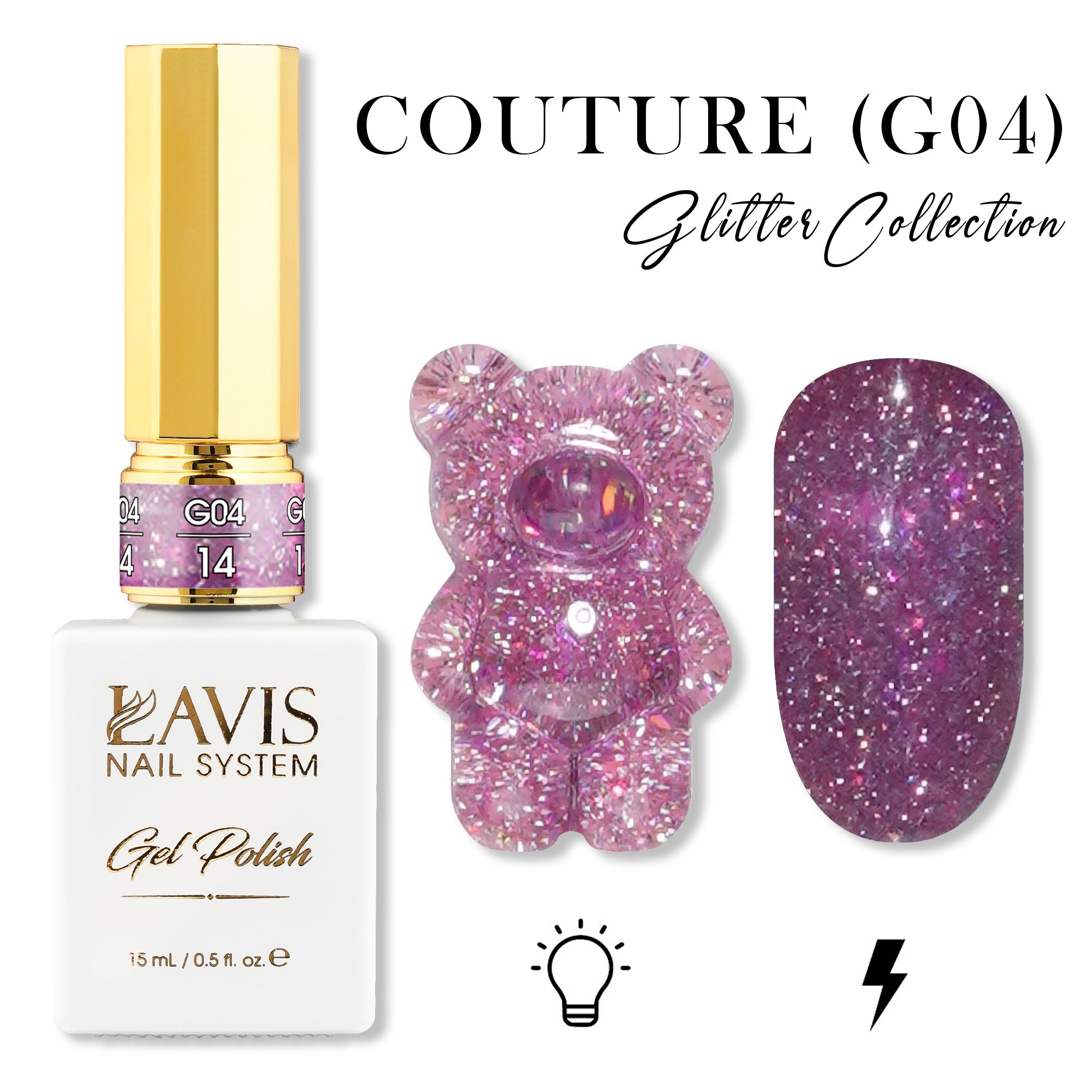 LAVIS Glitter G04 - 14 - Gel Polish 0.5 oz - Couture Collection - DTK Nail Supply