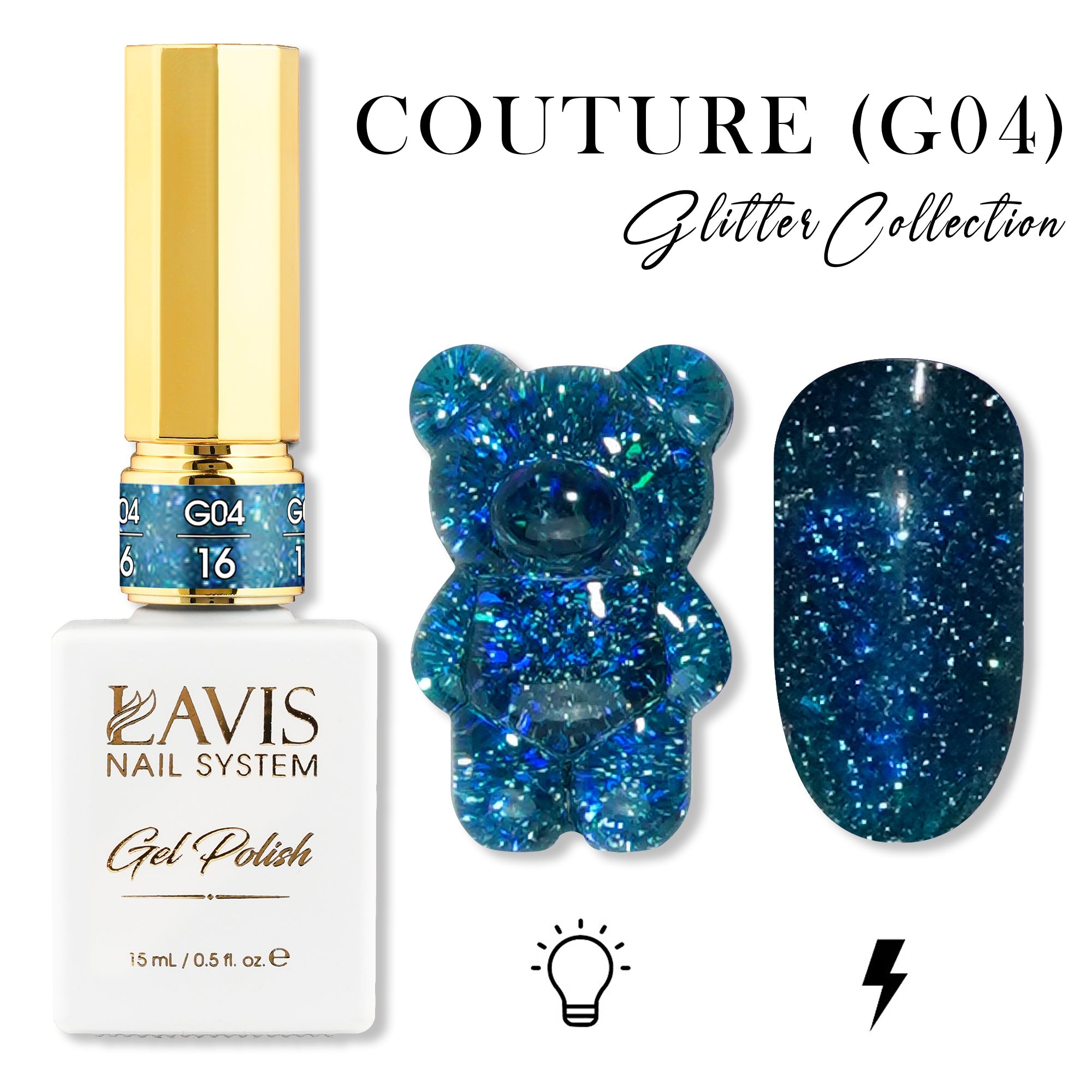 LAVIS Glitter G04 - 16 - Gel Polish 0.5 oz - Couture Collection - DTK Nail Supply