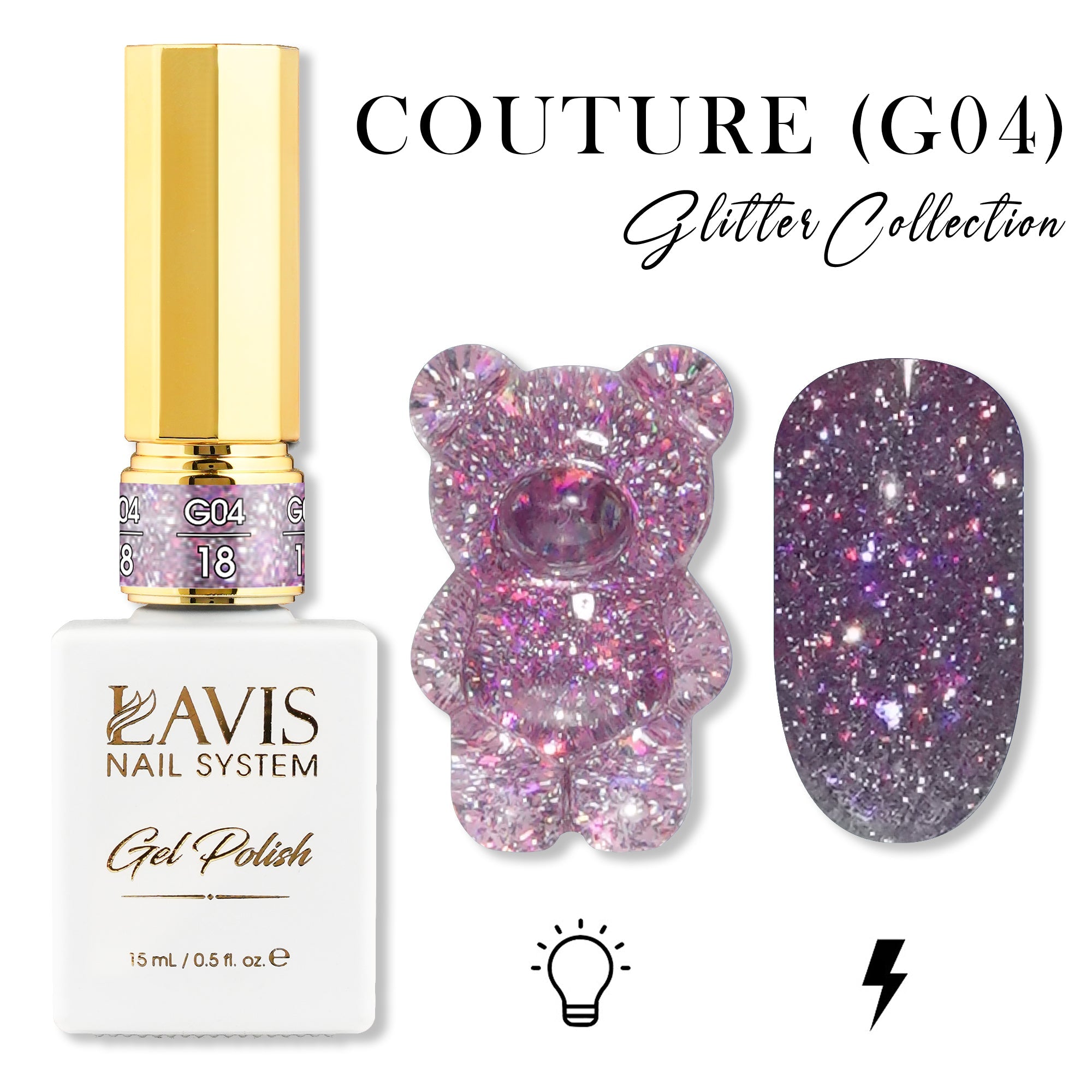 LAVIS Glitter G04 - 18 - Gel Polish 0.5 oz - Couture Collection - DTK Nail Supply