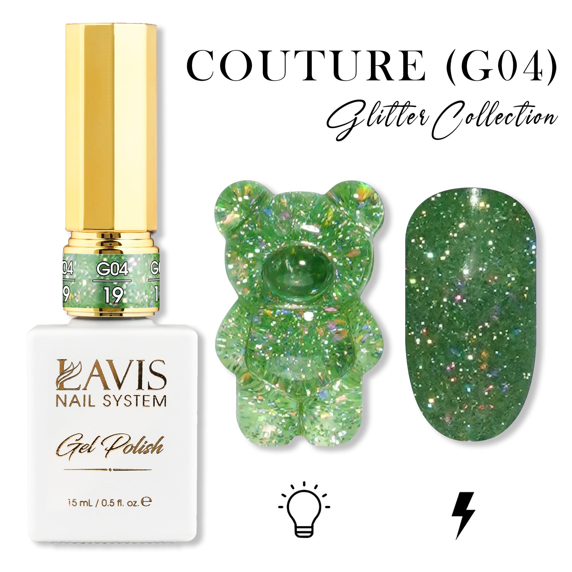 LAVIS Glitter G04 - 19 - Gel Polish 0.5 oz - Couture Collection - DTK Nail Supply