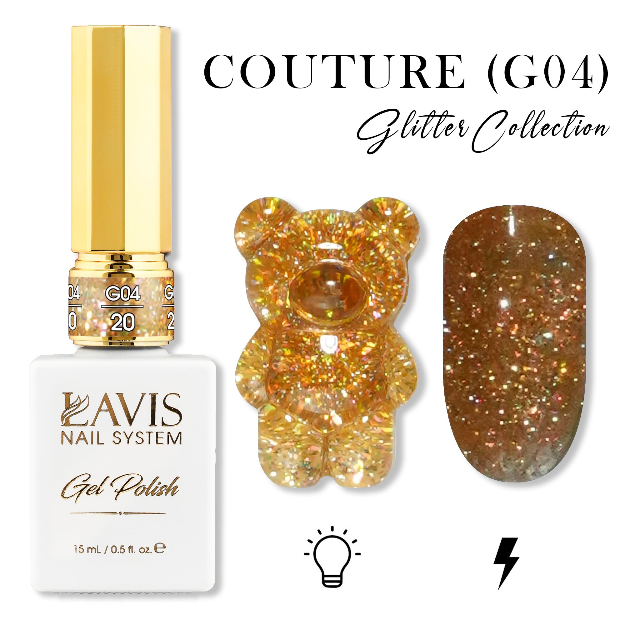 LAVIS Glitter G04 - 20 - Gel Polish 0.5 oz - Couture Collection - DTK Nail Supply