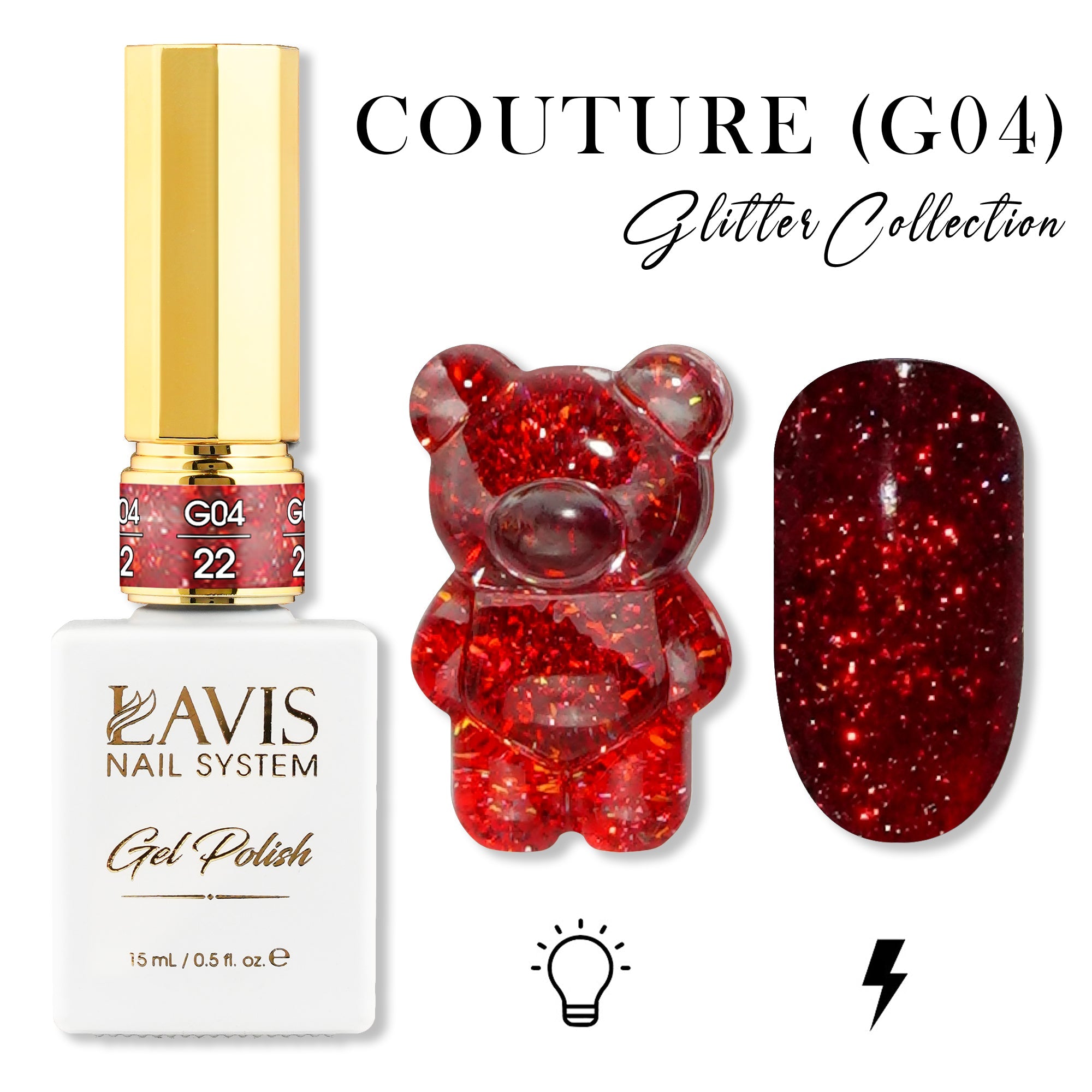 LAVIS Glitter G04 - 22 - Gel Polish 0.5 oz - Couture Collection - DTK Nail Supply