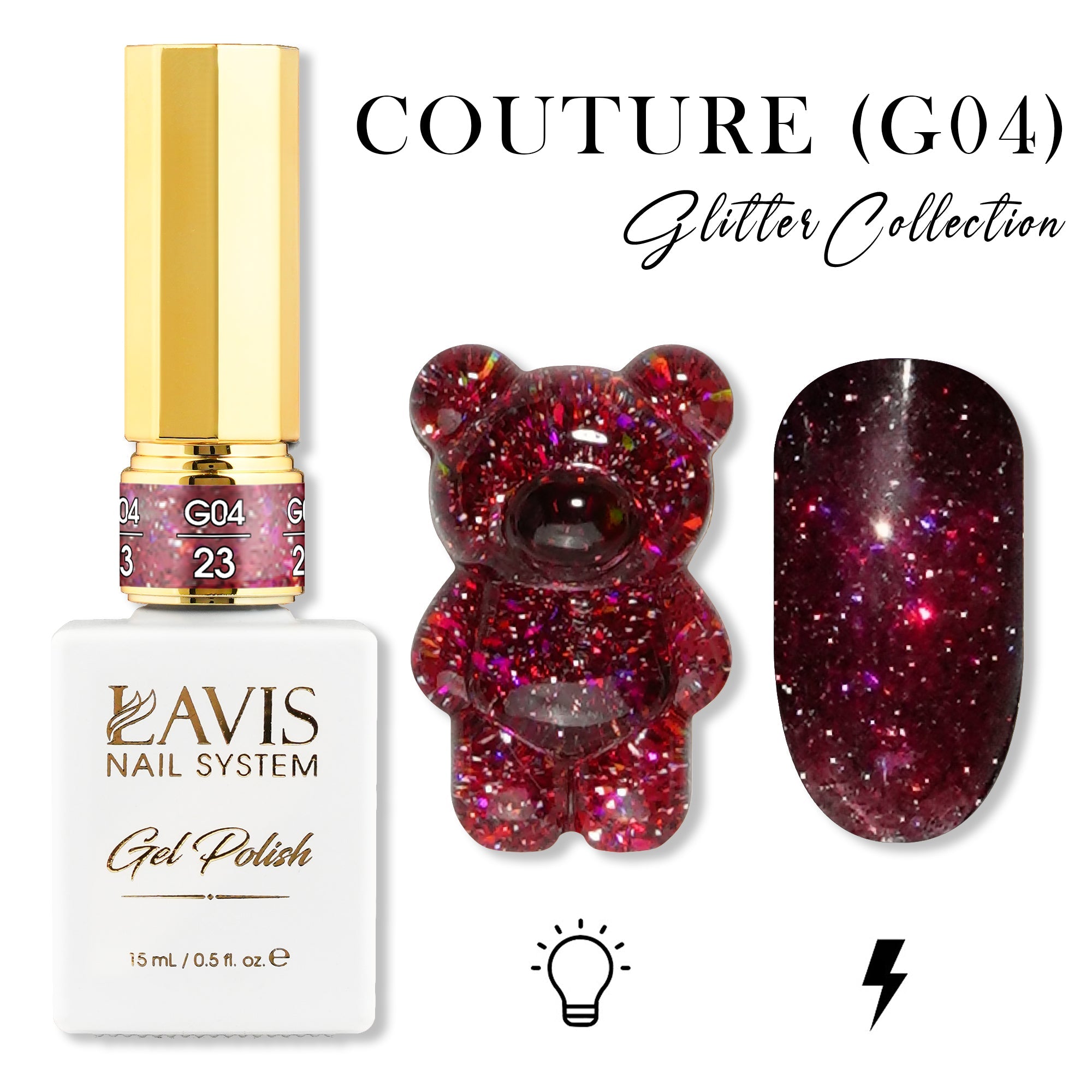 LAVIS Glitter G04 - 23 - Gel Polish 0.5 oz - Couture Collection - DTK Nail Supply