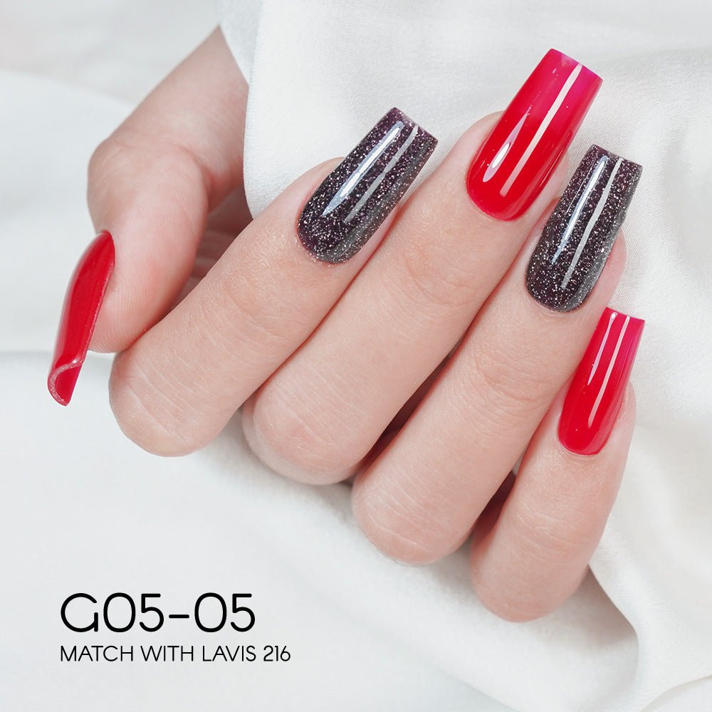 LAVIS Glitter G05 - Set 24 - Gel Polish 0.5oz - Champagne Toast Glitter Collection - DTK Nail Supply