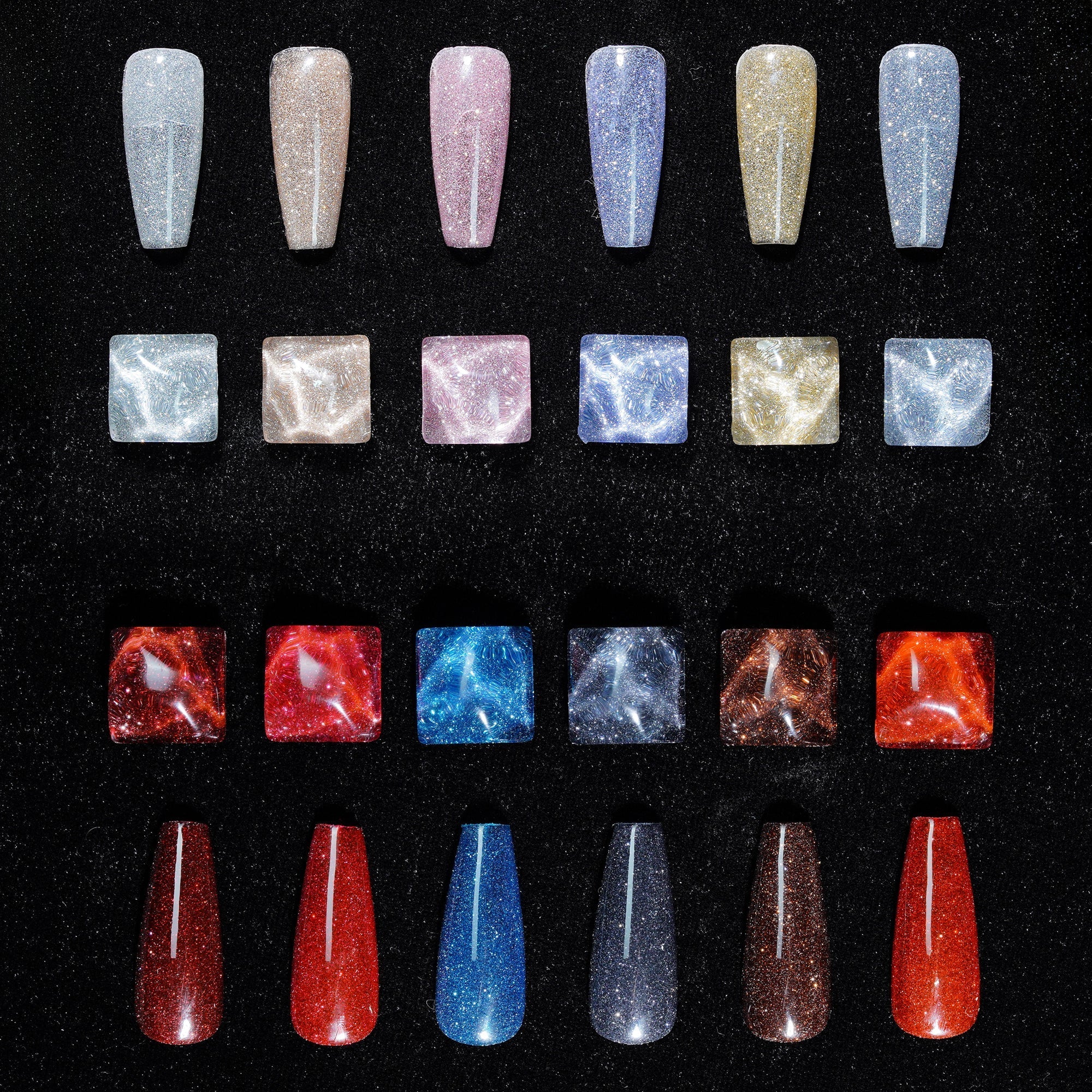 LAVIS Glitter Set 12 Colors - Gel Polish 0.5 oz - Diamond Reflective Collection - DTK Nail Supply