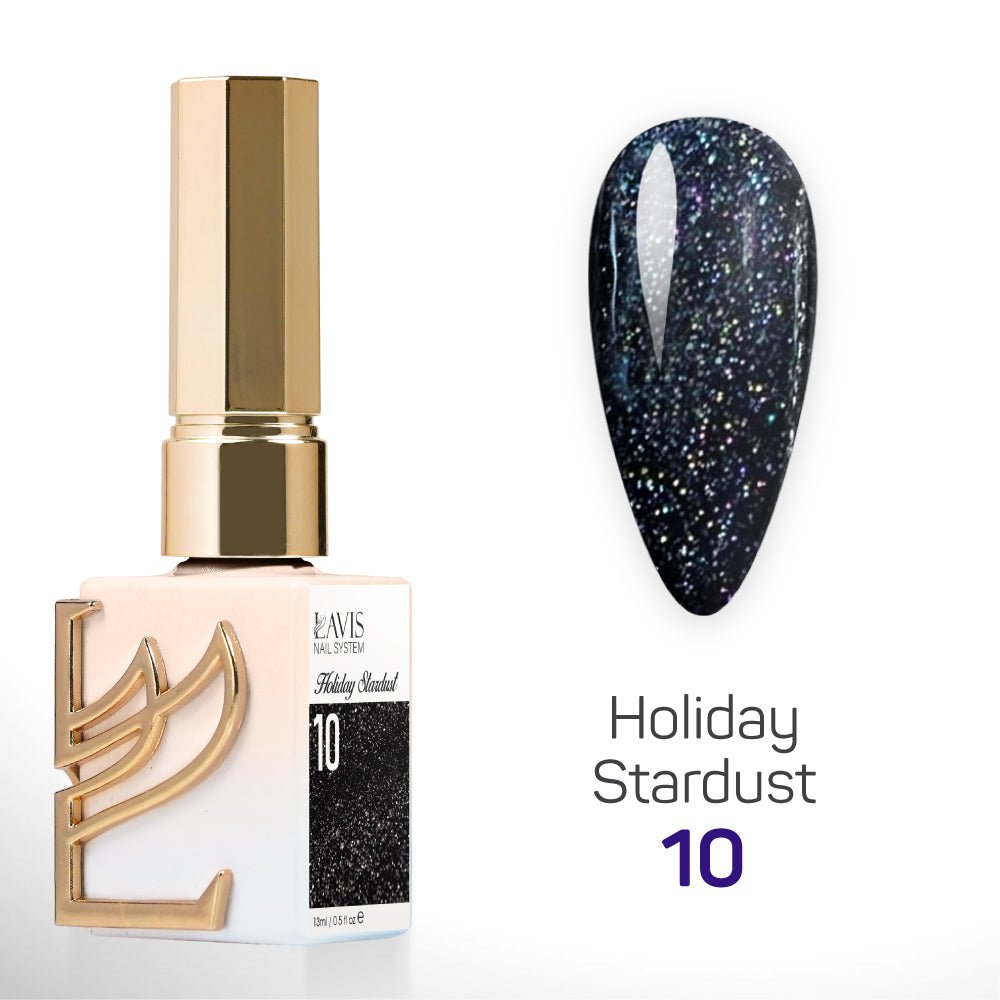 LAVIS Glitter Set 12 Colors - Gel Polish 0.5 oz - Holiday Stardust Collection - DTK Nail Supply