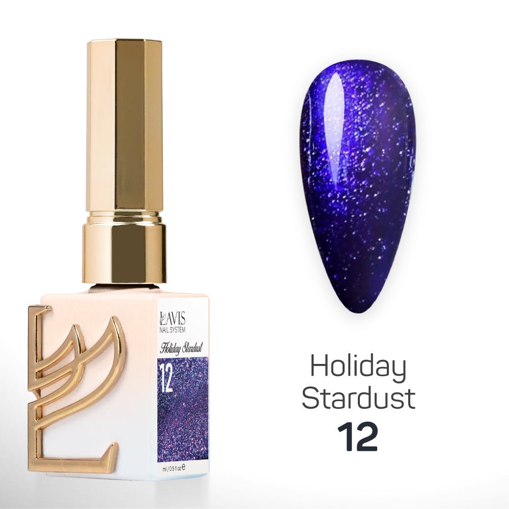 LAVIS Glitter Set 12 Colors - Gel Polish 0.5 oz - Holiday Stardust Collection - DTK Nail Supply