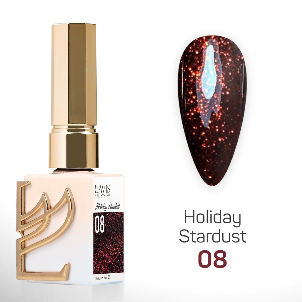 LAVIS Glitter Set 12 Colors - Gel Polish 0.5 oz - Holiday Stardust Collection - DTK Nail Supply