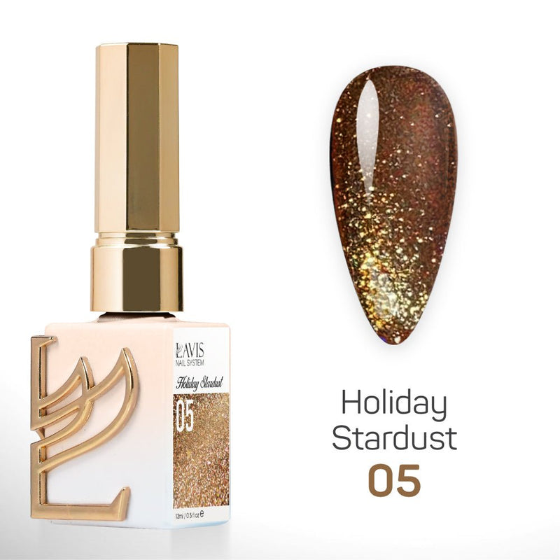 LAVIS Glitter Set 12 Colors - Gel Polish 0.5 oz - Holiday Stardust Collection - DTK Nail Supply