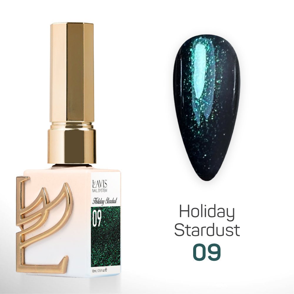 LAVIS Glitter Set 12 Colors - Gel Polish 0.5 oz - Holiday Stardust Collection - DTK Nail Supply