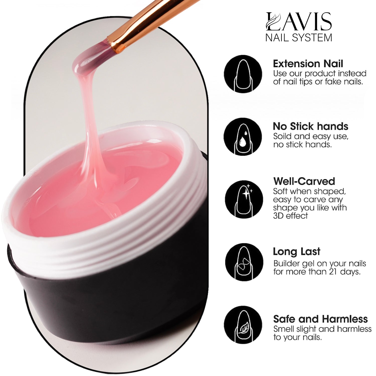 LAVIS J04 - Builder Gel In The Jar 15g - Pomelo Pink - DTK Nail Supply