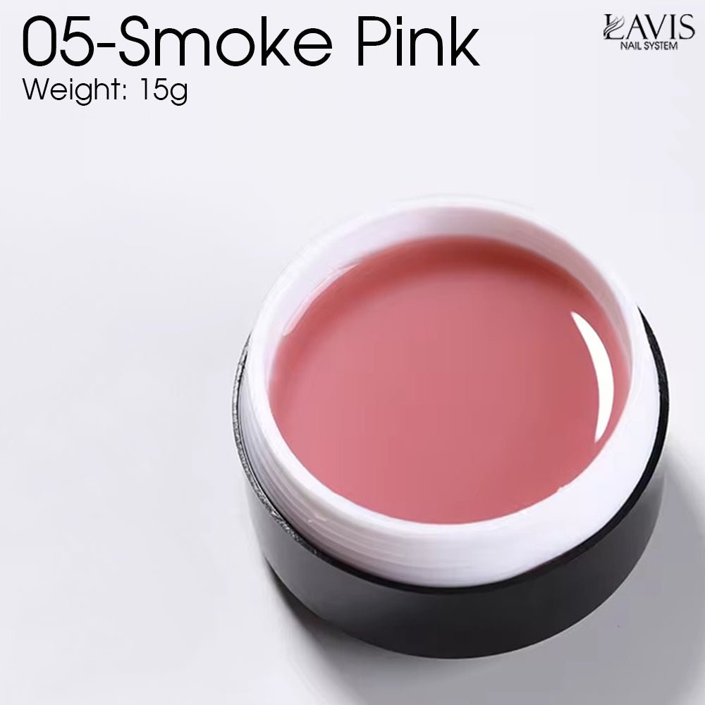 LAVIS J05 - Builder Gel In The Jar 15g - Smoke Pink - DTK Nail Supply