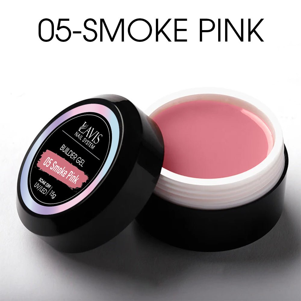 LAVIS J05 - Builder Gel In The Jar 15g - Smoke Pink - DTK Nail Supply