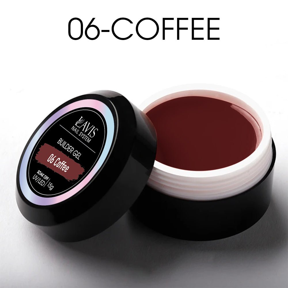 LAVIS J06 - Builder Gel In The Jar 15g - Coffee - DTK Nail Supply