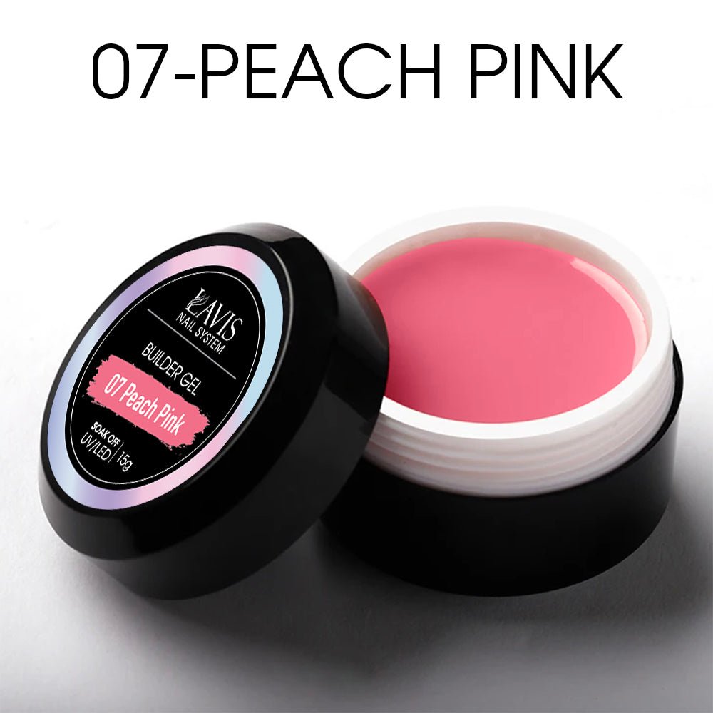 LAVIS J07 - Builder Gel In The Jar 15g - Peach Pink - DTK Nail Supply
