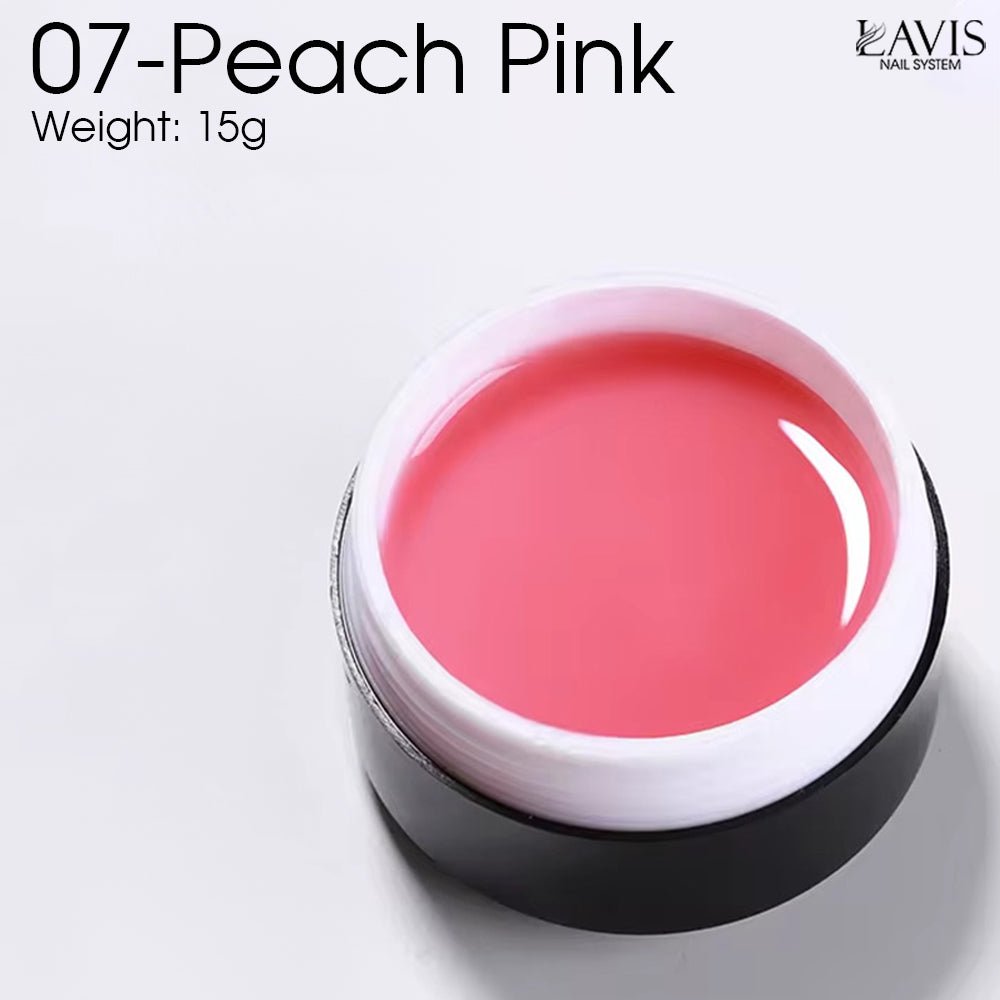 LAVIS J07 - Builder Gel In The Jar 15g - Peach Pink - DTK Nail Supply