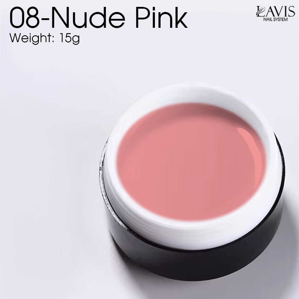 LAVIS J08 - Builder Gel In The Jar 15g - Nude Pink - DTK Nail Supply