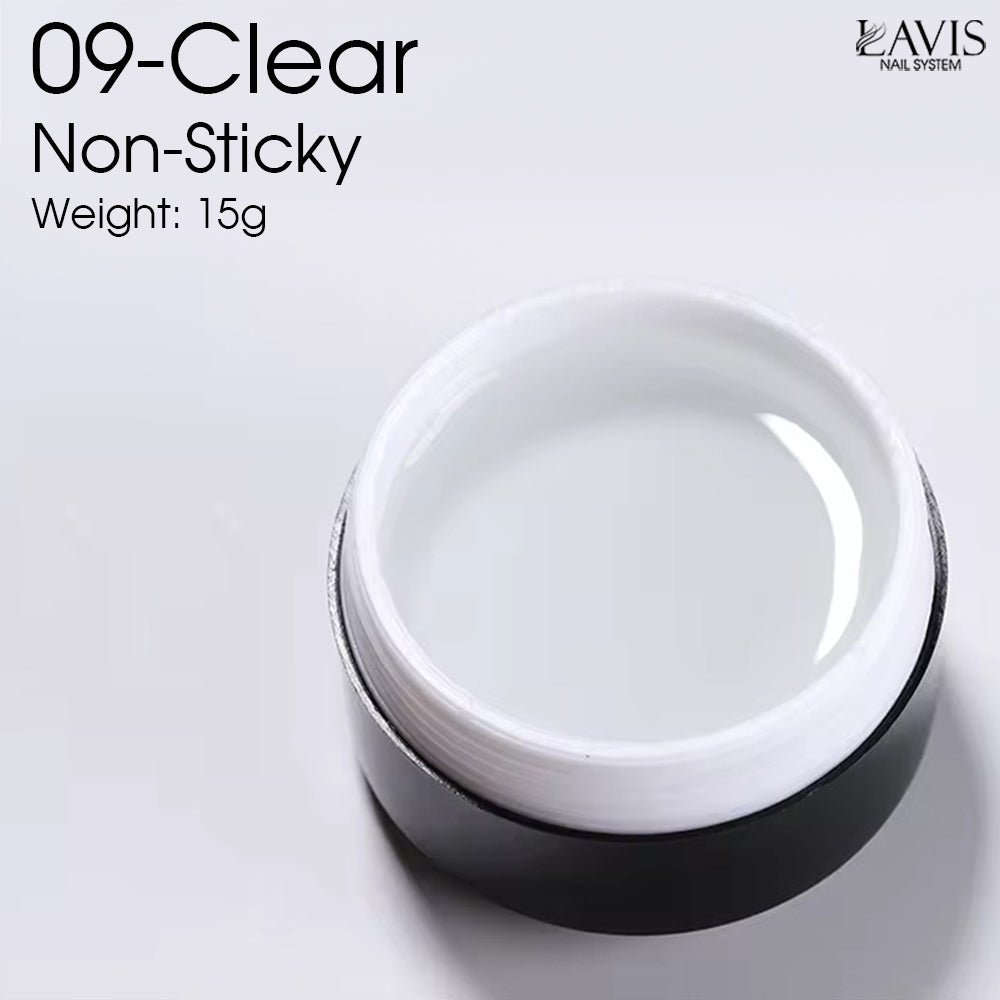 LAVIS J09 - Builder Gel In The Jar 15g - Clear Non Sticky - DTK Nail Supply