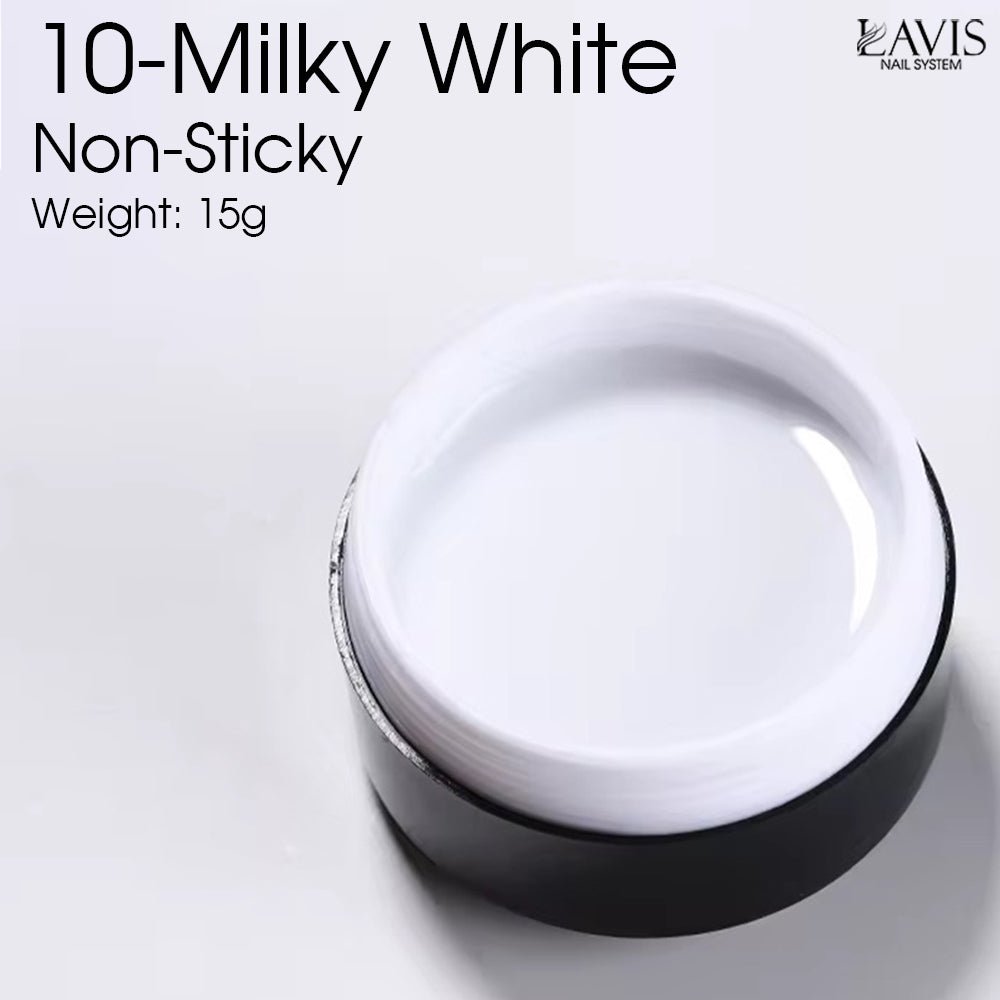 LAVIS J10 - Builder Gel In The Jar 15g - Milky White Non Sticky - DTK Nail Supply