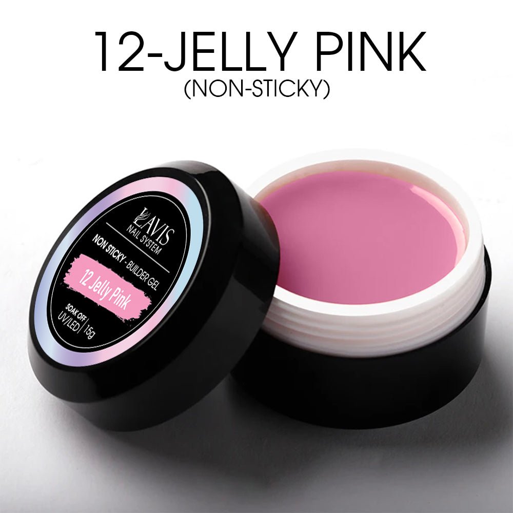 LAVIS J12 - Builder Gel In The Jar 15g - Jelly Pink Non Sticky - DTK Nail Supply