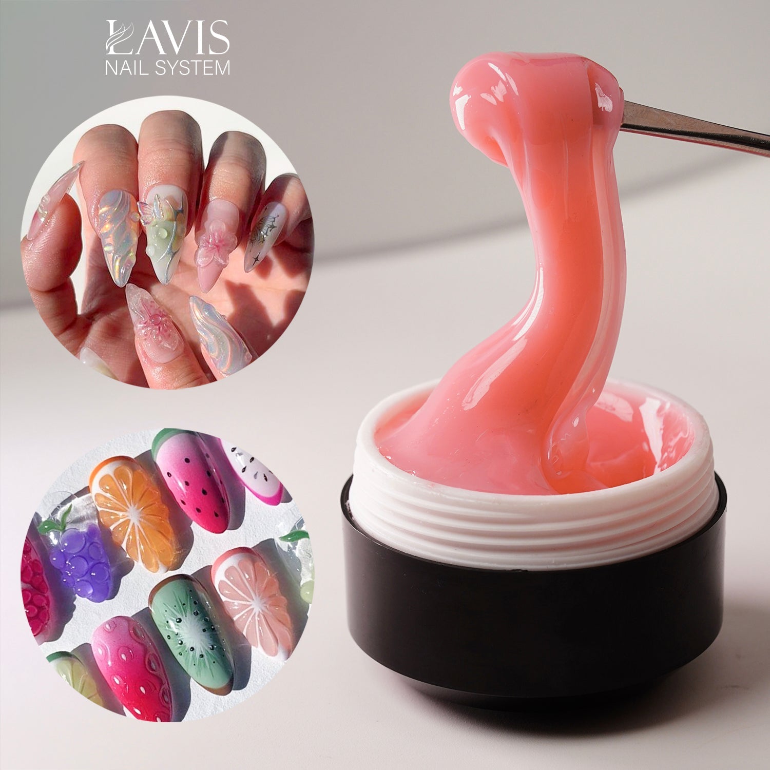 LAVIS J12 - Builder Gel In The Jar 15g - Jelly Pink Non Sticky - DTK Nail Supply