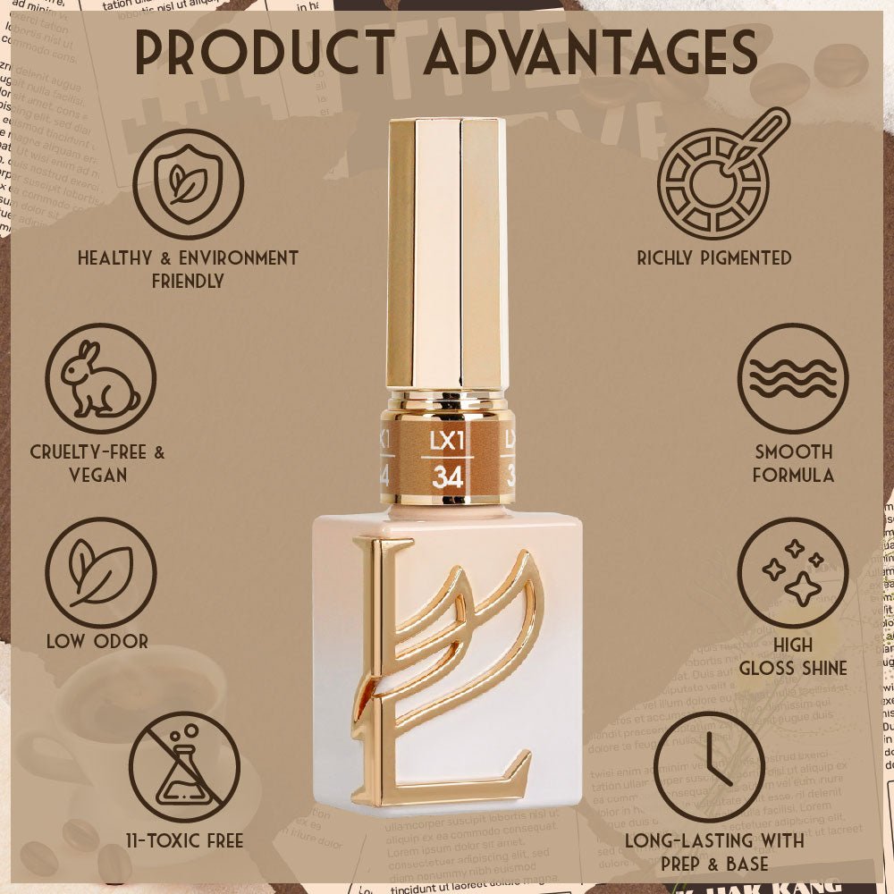 LAVIS LX1 - 01 - Gel Polish 0.5 oz - Coffee & Caramel Collection - DTK Nail Supply