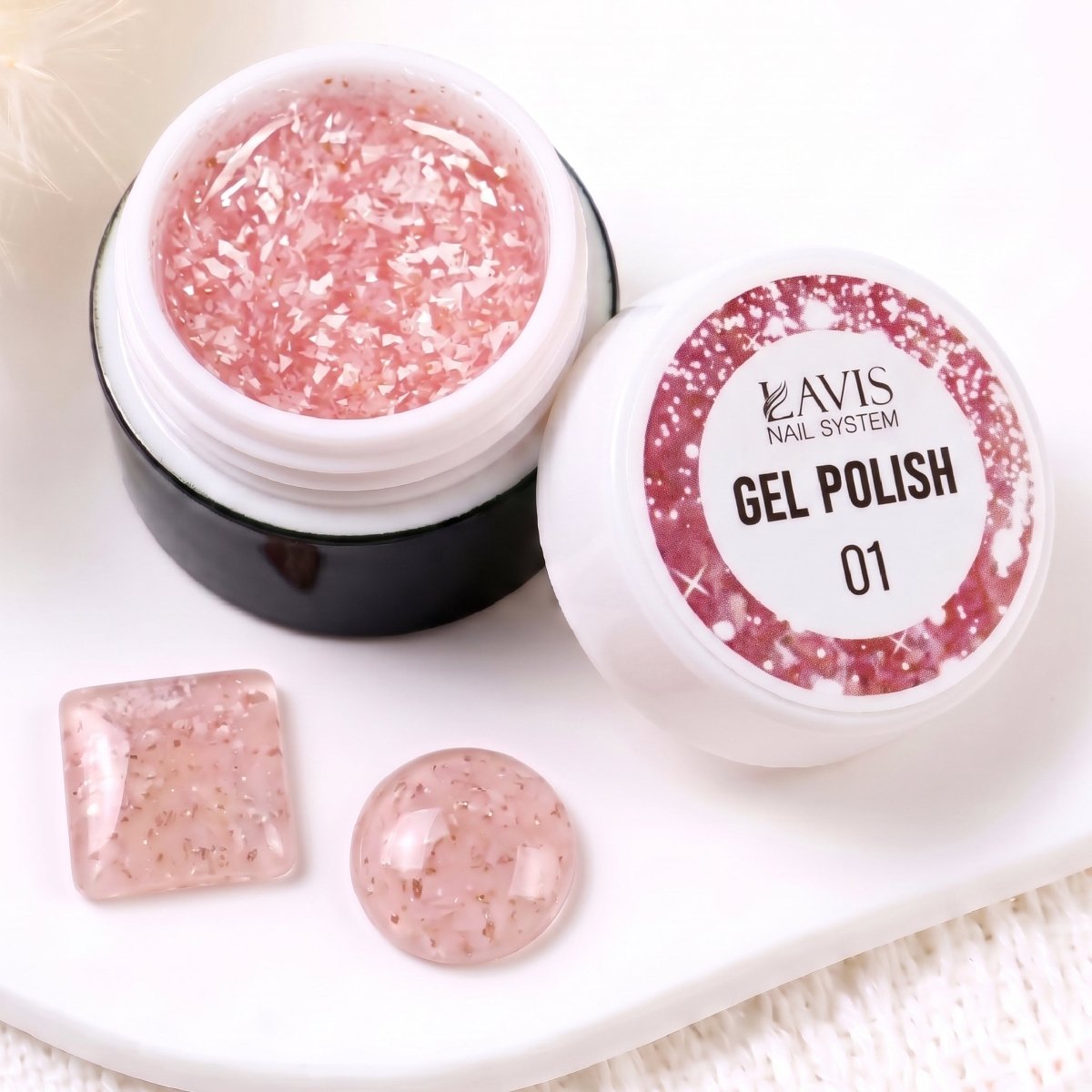 LAVIS Nail Art Glitter Gel Polish — 01 Shimmer Accent Nail Art Gel - DTK Nail Supply