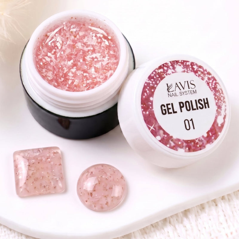 LAVIS Nail Art Glitter Gel Polish — 01 Shimmer Accent Nail Art Gel - DTK Nail Supply