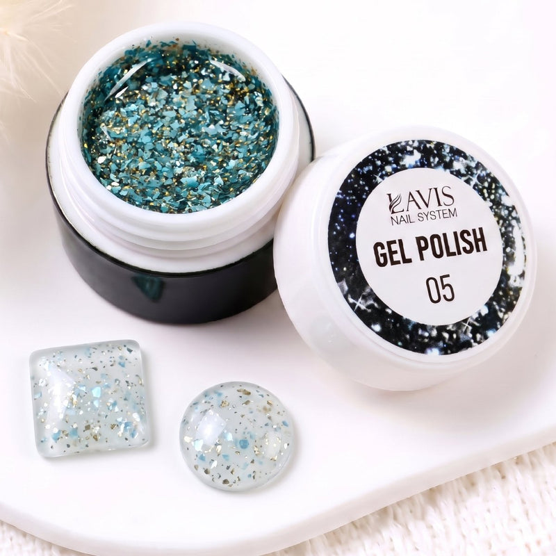 LAVIS Nail Art Glitter Gel Polish — 05 Shimmer Accent Nail Art Gel - DTK Nail Supply