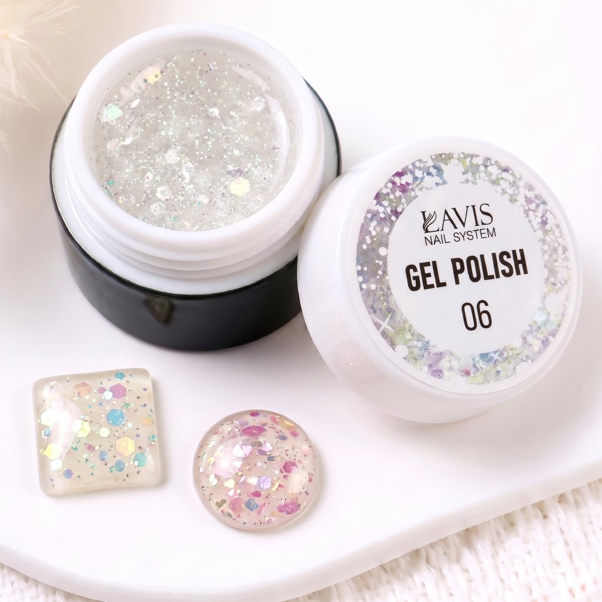 LAVIS Nail Art Glitter Gel Polish — 06 Shimmer Accent Nail Art Gel - DTK Nail Supply